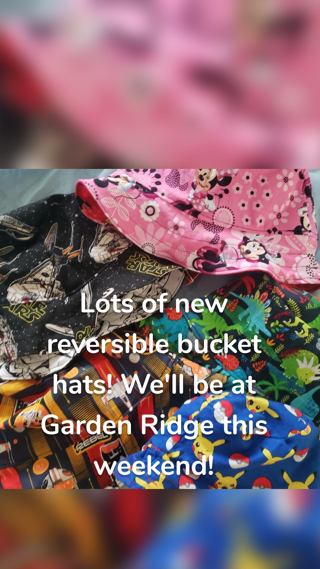 Lots of new reversible bucket hats! We'll be at Garden Ridge this weekend!
